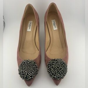 LK Bennett Mauve Heels with Beaded Embellishment